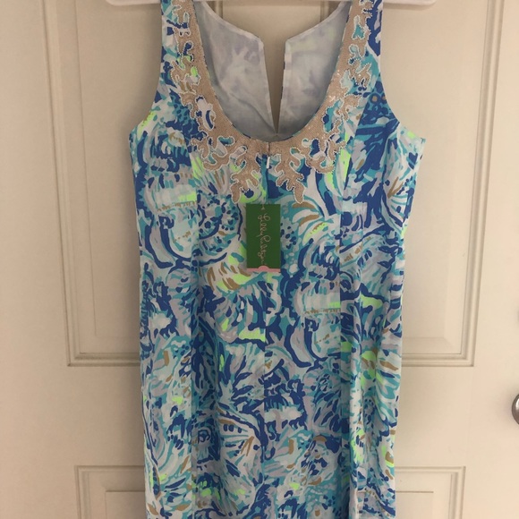 Robe Lilly Pulitzer GABBY SHIFT - Imprimé Multi-coques Bleu, Blanc, Rose - Tailles 4 Et 6 - Neuf Avec étiquettes